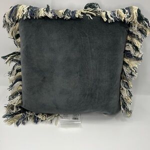 NWT Opal House Dark Gray Velvet Pillow with Fringe 17in.x 17in 2-piece set